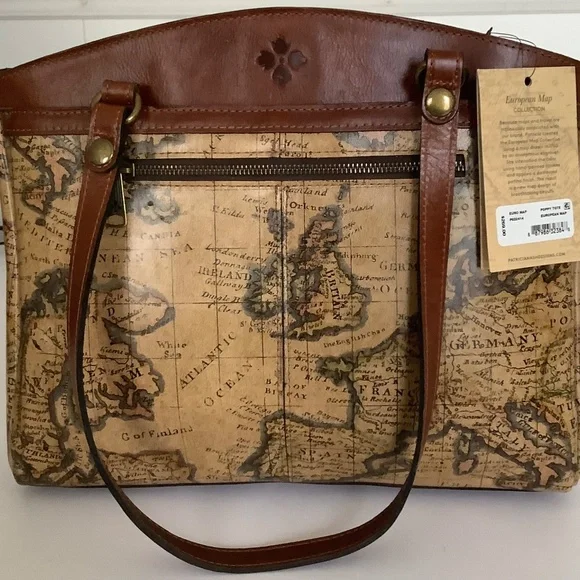 Patricia Nash Europe Map Poppy Leather Tote - Picture 3 of 13